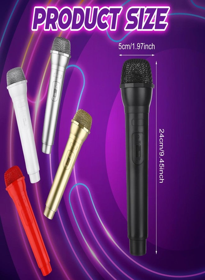 CosCosX 5 Pieces Microphone Prop Play Plastic Toy Microphone Fake Microphon-e Prop Simulate Speech Practice Plastic Microphon-e Stage MicroProp for Boy Girl Costume Party Favors,5 Color - Image 2